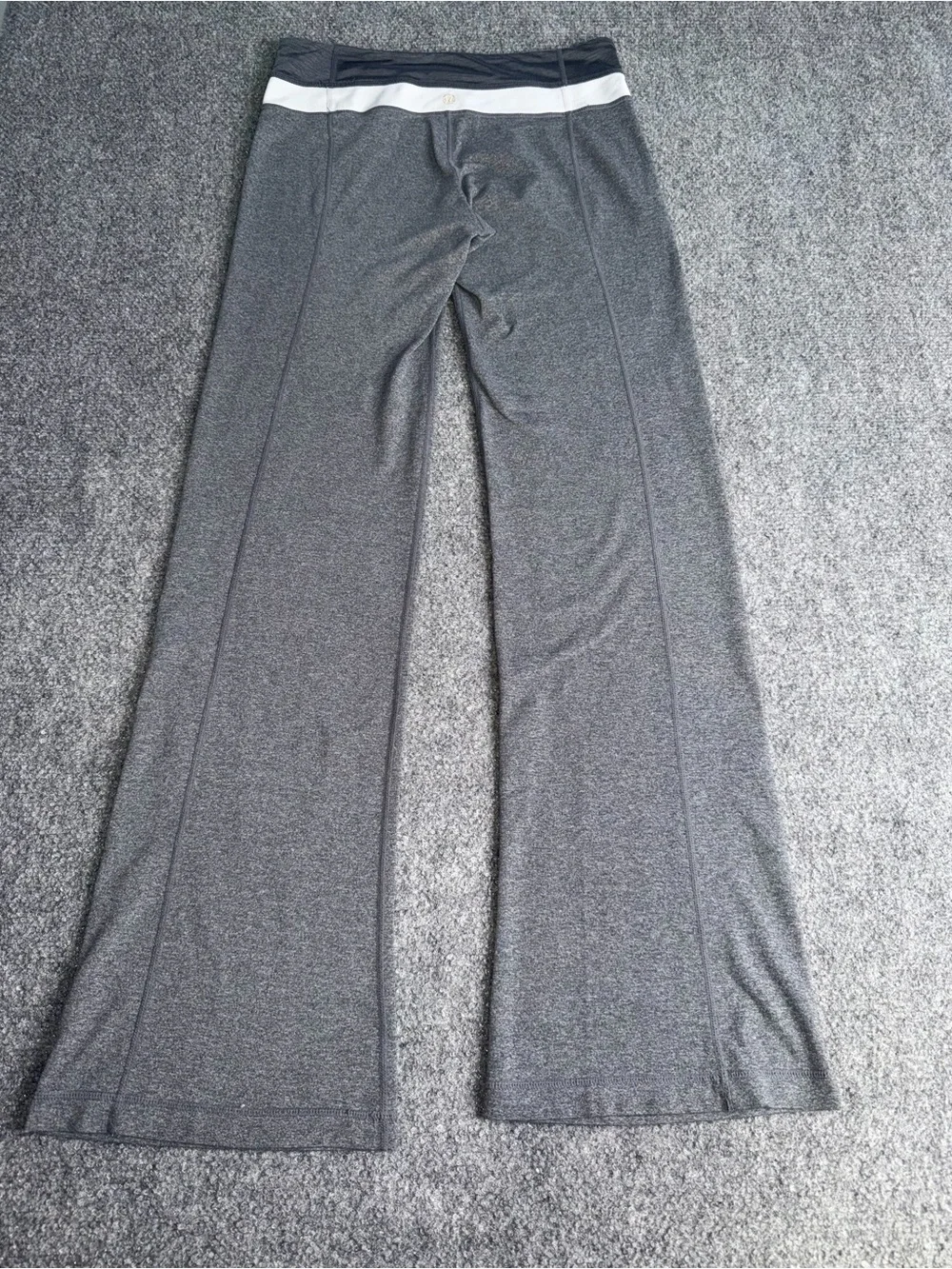 lululemon athletica Gray Flare Yoga Pants with White Waistband